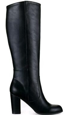Style&Co~Size 7W~Black Addyy Knee High Boots Faux Leather Extra Wide-Caff NWOB